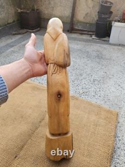 Ancienne statue bois sculpté femme fille bois massif sculpture bois
