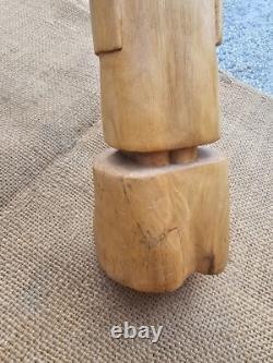 Ancienne statue bois sculpté femme fille bois massif sculpture bois