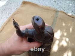 Ancienne statue bois sculpté femme fille bois massif sculpture bois