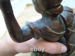Ancienne statue bois sculpté femme fille bois massif sculpture bois