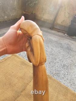 Ancienne statue bois sculpté femme fille bois massif sculpture bois