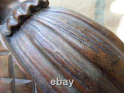 Ancienne statue bois sculpté femme fille bois massif sculpture bois
