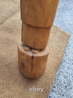 Ancienne statue bois sculpté femme fille bois massif sculpture bois