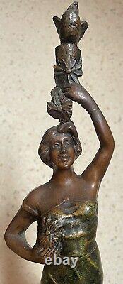 Ancienne statue bronze REINE DES PRÉS 41x11cm old bronze statue in bronzo