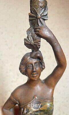 Ancienne statue bronze REINE DES PRÉS 41x11cm old bronze statue in bronzo