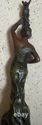 Ancienne statue bronze REINE DES PRÉS 41x11cm old bronze statue in bronzo
