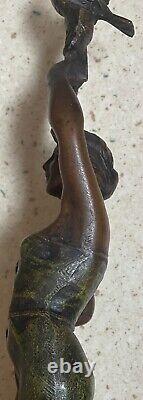 Ancienne statue bronze REINE DES PRÉS 41x11cm old bronze statue in bronzo