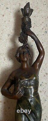Ancienne statue bronze REINE DES PRÉS 41x11cm old bronze statue in bronzo