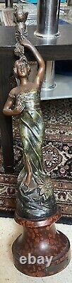 Ancienne statue bronze REINE DES PRÉS 41x11cm old bronze statue in bronzo