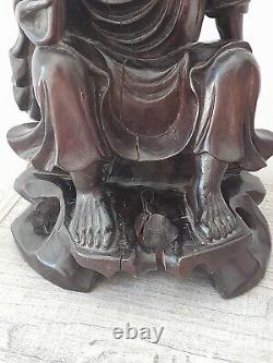 Ancienne statue chinoise en bois sculpté antique chines