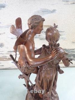 Ancienne statue d' ERNEST RANCOULET La fleur et le papillon 1900 Victor Hugo
