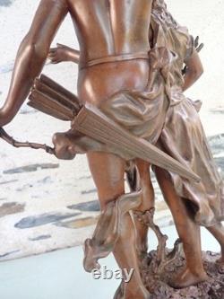 Ancienne statue d' ERNEST RANCOULET La fleur et le papillon 1900 Victor Hugo