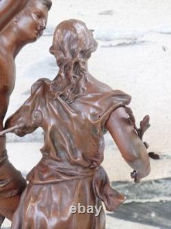 Ancienne statue d' ERNEST RANCOULET La fleur et le papillon 1900 Victor Hugo