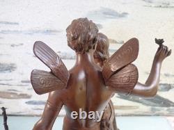 Ancienne statue d' ERNEST RANCOULET La fleur et le papillon 1900 Victor Hugo