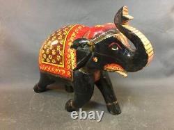Ancienne statue d'éléphant en bois sculpture made in India déco yoga ayurvéda