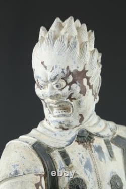 Ancienne statue d'exposition japonaise sculpture guerrière bouddhiste