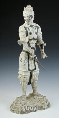 Ancienne statue d'exposition japonaise sculpture guerrière bouddhiste
