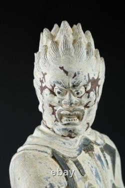 Ancienne statue d'exposition japonaise sculpture guerrière bouddhiste