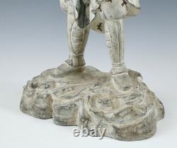 Ancienne statue d'exposition japonaise sculpture guerrière bouddhiste