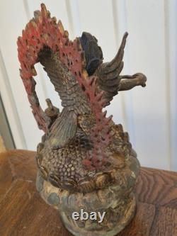 Ancienne statue de Garuda Bronze doré et polychrome Tibet ou Népal XIXe 26cm