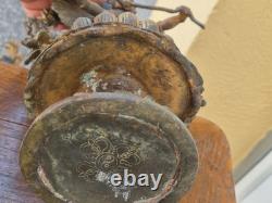 Ancienne statue de Garuda Bronze doré et polychrome Tibet ou Népal XIXe 26cm