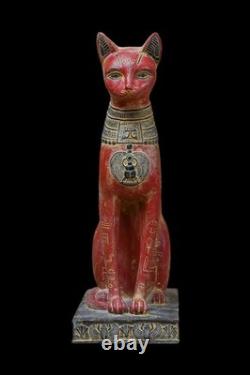 Ancienne statue de chat bâtet égyptien sculpture en pierre faite main décorat