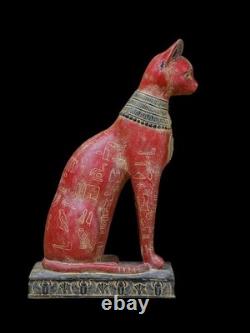 Ancienne statue de chat bâtet égyptien sculpture en pierre faite main décorat
