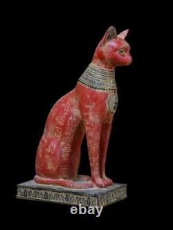 Ancienne statue de chat bâtet égyptien sculpture en pierre faite main décorat