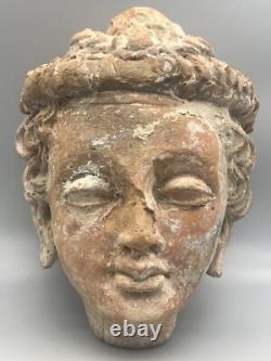 Ancienne statue du Gandhara sculpture tête terre cuite 500 après JC Afghanistan