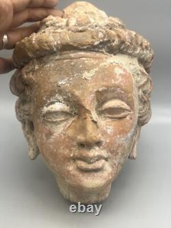 Ancienne statue du Gandhara sculpture tête terre cuite 500 après JC Afghanistan
