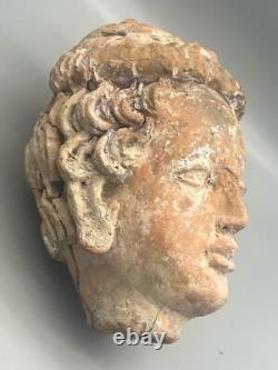 Ancienne statue du Gandhara sculpture tête terre cuite 500 après JC Afghanistan