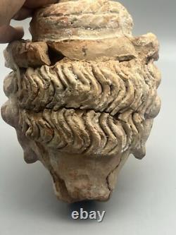 Ancienne statue du Gandhara sculpture tête terre cuite 500 après JC Afghanistan
