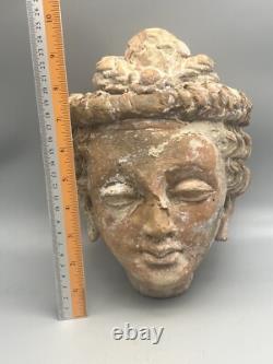 Ancienne statue du Gandhara sculpture tête terre cuite 500 après JC Afghanistan