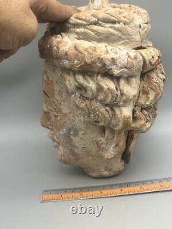 Ancienne statue du Gandhara sculpture tête terre cuite 500 après JC Afghanistan