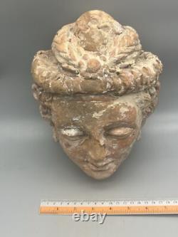 Ancienne statue du Gandhara sculpture tête terre cuite 500 après JC Afghanistan
