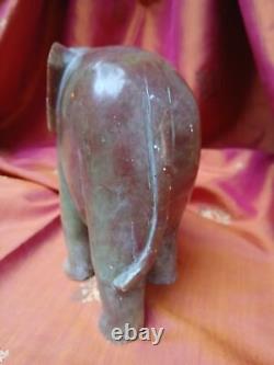 Ancienne statue éléphant en marbre rouge vert sculpture Inde Asie fait main A