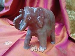 Ancienne statue éléphant en marbre rouge vert sculpture Inde Asie fait main A