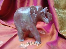 Ancienne statue éléphant en marbre rouge vert sculpture Inde Asie fait main V