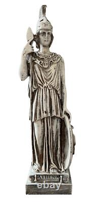 Ancienne statue en albâtre moulé de la déesse grecque Athéna avec patine 25 c