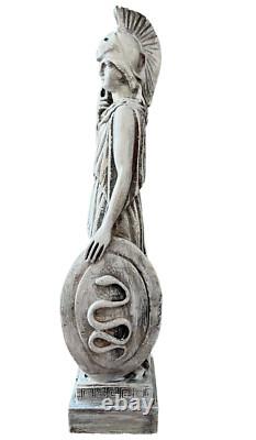 Ancienne statue en albâtre moulé de la déesse grecque Athéna avec patine 25 c