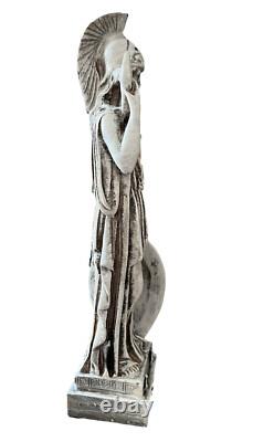 Ancienne statue en albâtre moulé de la déesse grecque Athéna avec patine 25 c