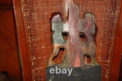 Ancienne statue en bois polychrome sculptée de STE APOLLINE et de 2 bourreaux