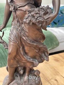 Ancienne statue en bronze Le printemps signée Hippolyte Moreau art nouveau