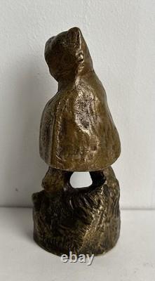 Ancienne statue en bronze chryséléphantin enfant cape chien signé Foucher XIXème