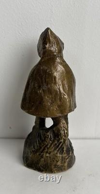 Ancienne statue en bronze chryséléphantin enfant cape chien signé Foucher XIXème