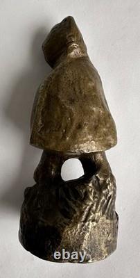 Ancienne statue en bronze chryséléphantin enfant cape chien signé Foucher XIXème