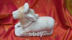 Ancienne statue en marbre Nandi sculpture du temple de Shiva fait main Inde t
