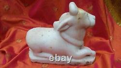 Ancienne statue en marbre Nandi sculpture du temple de Shiva fait main Inde t