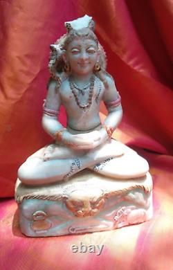 Ancienne statue en marbre de Shiva sculpture de temple fait main Inde dieu hi