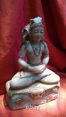 Ancienne statue en marbre de Shiva sculpture de temple fait main Inde dieu hi